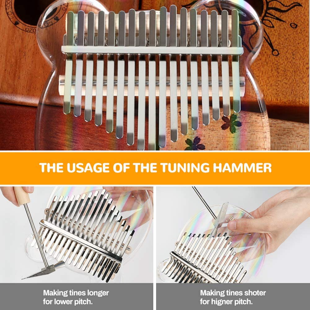 Đàn kalimba trong suốt KIMI -M10S hình Gấu -Hàng chính hãng tặng bọc bảo vệ móng