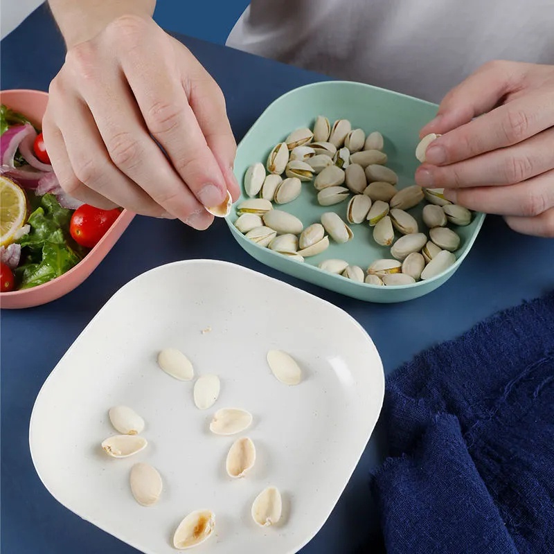 Đĩa đựng thức ăn vặt/trái cây/salad/trái cây khô đa năng bằng chất liệu sợi rơm