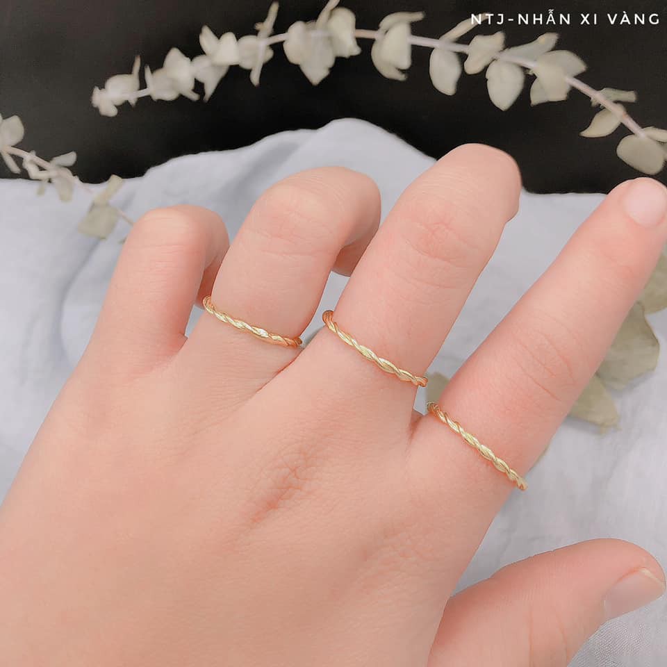 NHẪN XOẮN BẠC XI VÀNG
