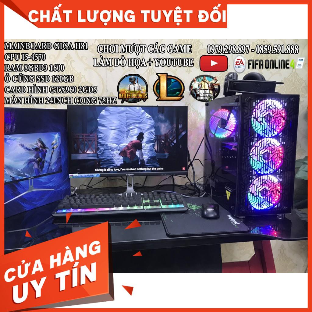 [HOT]BỘ MÁY TÍNH CHƠI GAME NẶNG , MÀN HÌNH CONG 24INH 75HZ LED FULL HD GIÁ RẺ