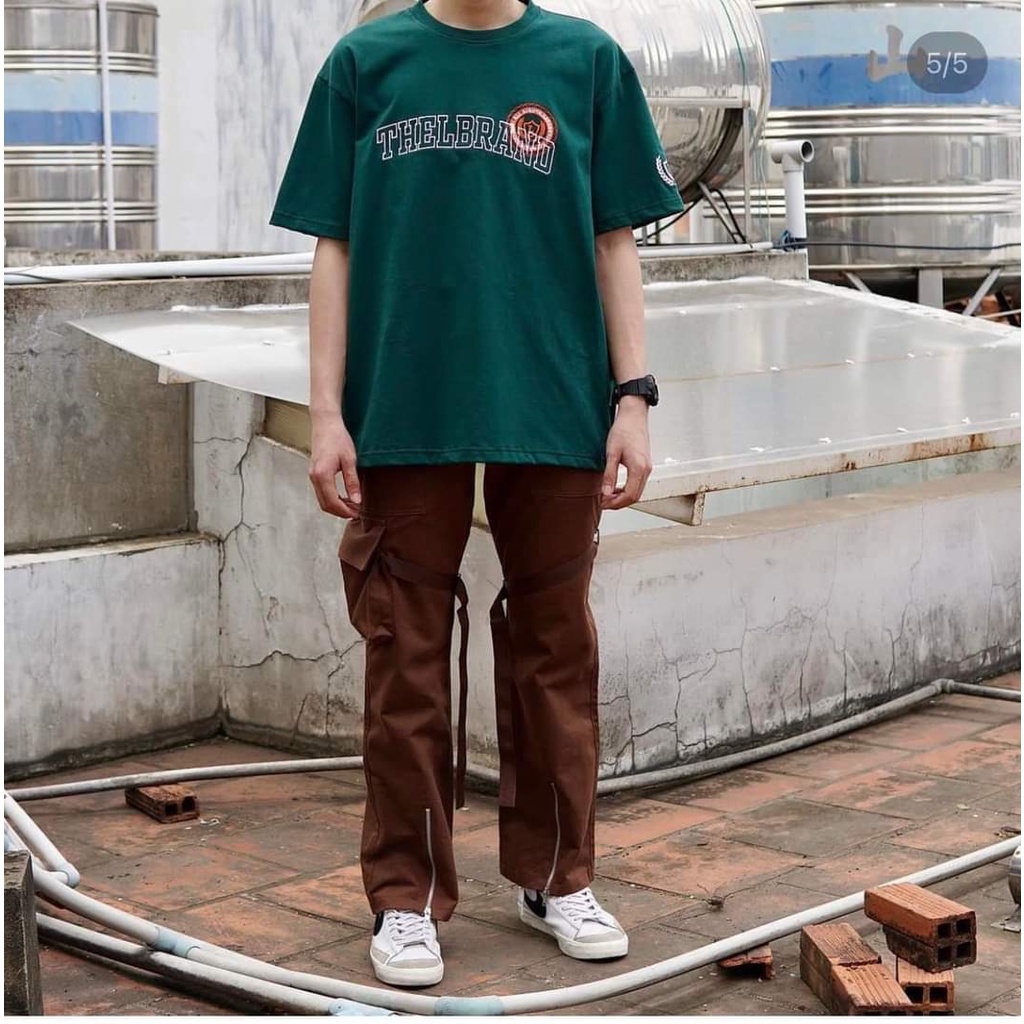 Áo Thun Xanh Rêu THELBRAND Áo Thun Tay Lỡ Form Rộng Unisex 38-65kg Nam Nữ Phong Cách Ullzang
