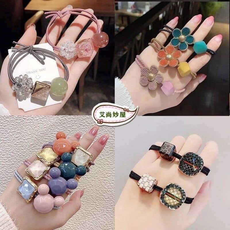 Set 20 chun dây buộc tóc túi nhựa Hàn Quốc mix nhiều hình đáng yêu YUKAGO PVN17493