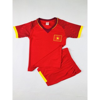 Bộ đồ đá banh trẻ em đội tuyển Việt Nam - Màu đỏ ớt - Ngắn tay  - Vải thun lạnh xịn mùa giải mới 2019
