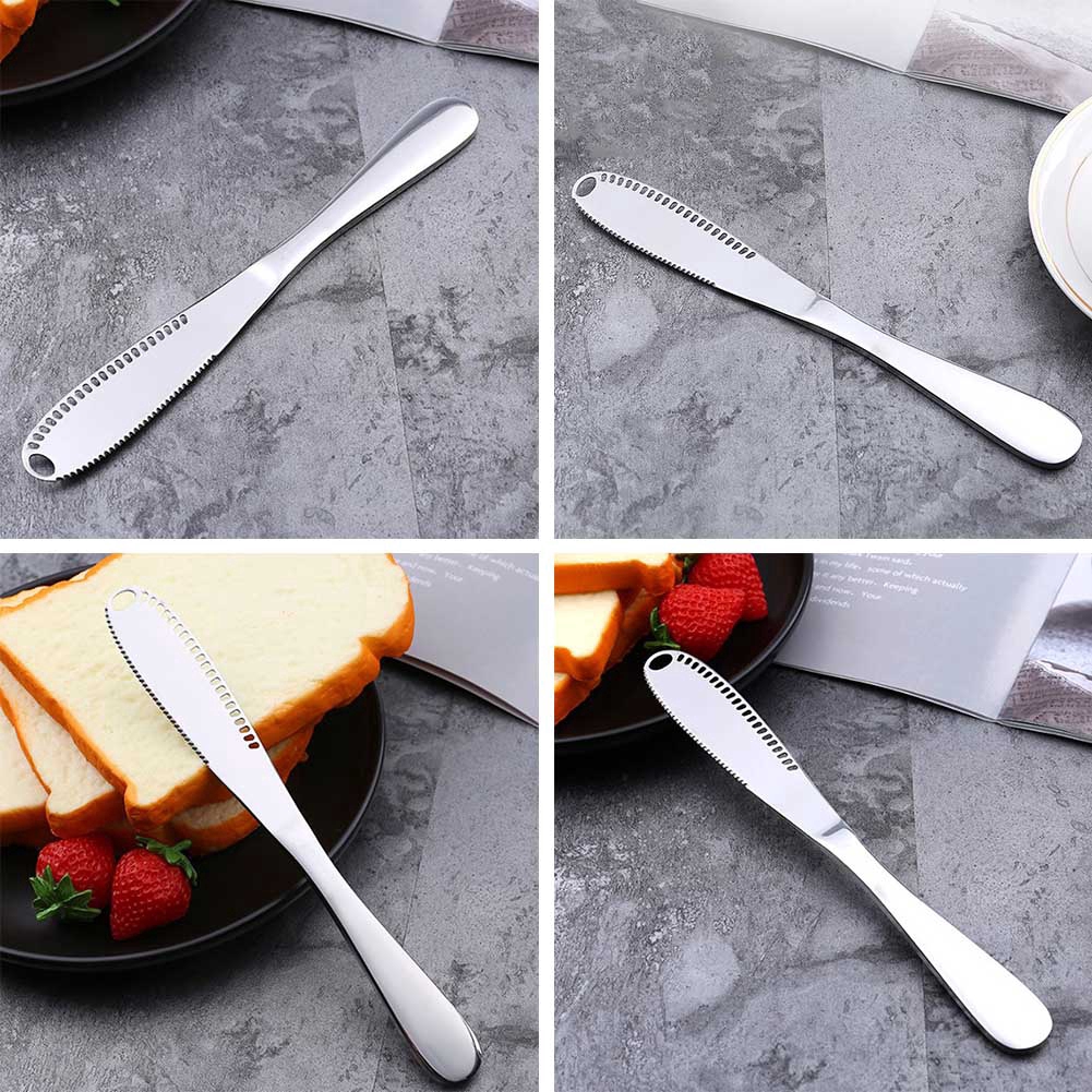 wu929_5511185 3in1 Butter Knife Stainless Steel Butter Curler Spreader with Serrated Edge Butter Knife Bread Butter Cheese Jam Knife