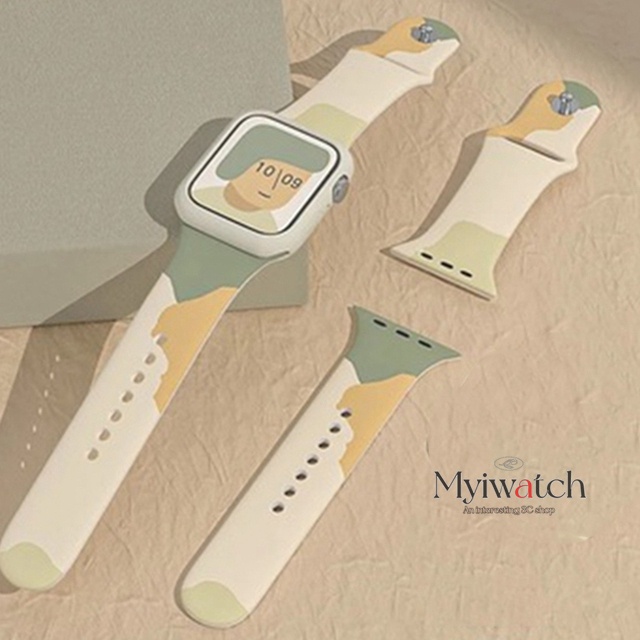 Dây đeo silicone họa tiết bò sữa cho đồng hồ Apple Watch 44mm 40mm 38mm 42mm iWatch Series 6 5 7 4 3 2 1 SE