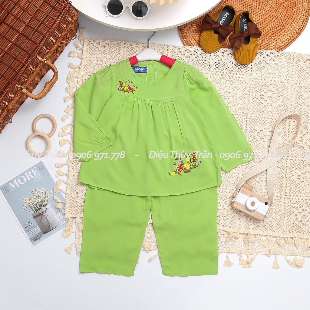 Bộ tay dài 21kg-37 kg Thương hiệu Bảo Ngọc cho bé gái. Chất vải Tole/Lanh Việt Thắng thấm hút mồ hôi rất tốt