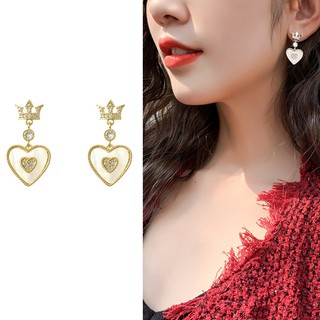 Khuyên tai thời trang mặt hình trái tim đính đá nữ tính