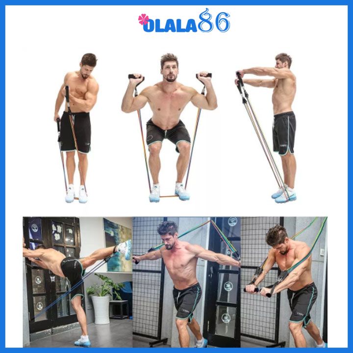 Dây ngũ sắc tập gym đa năng  Full Body Dây kháng lực tập Gym, dụng cụ tập gym tại nhà - móc gài  OLALA 86
