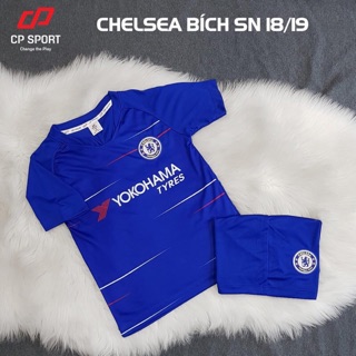 Bộ đồ đá banh trẻ em chelsea xanh bích 2018-2019