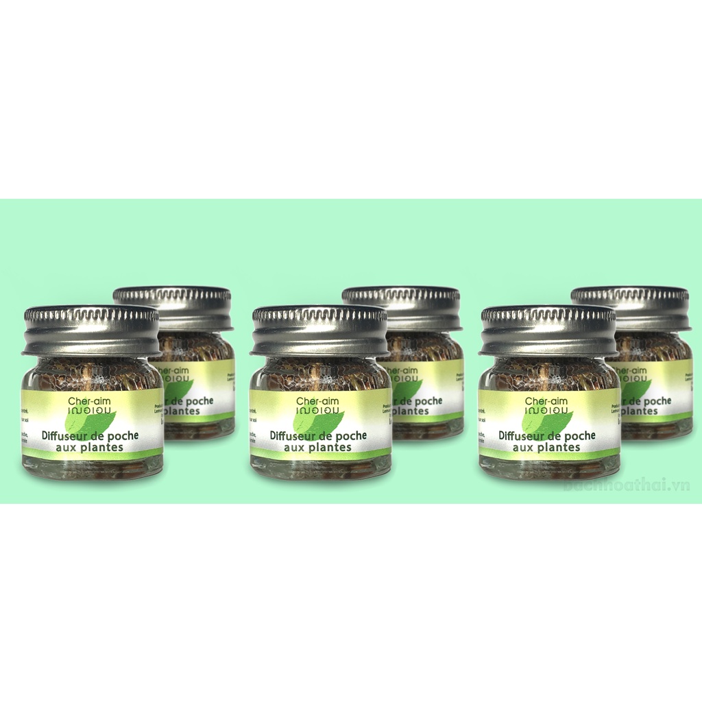 Dầu hít thông mũi thảo ḋược Cheraim Brand Natural Herbal Inhaler Thái Lan lốc 6 hủ