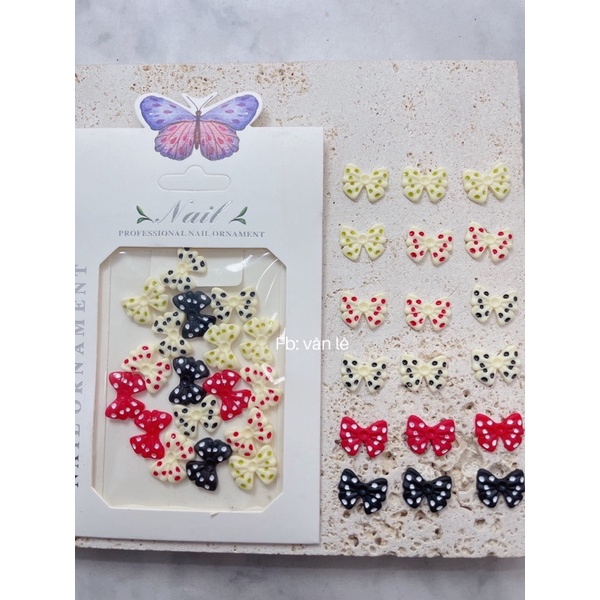 Phụ kiện charm gấu charm nơ hoạt hình mix mẫu gắn móng tay nail