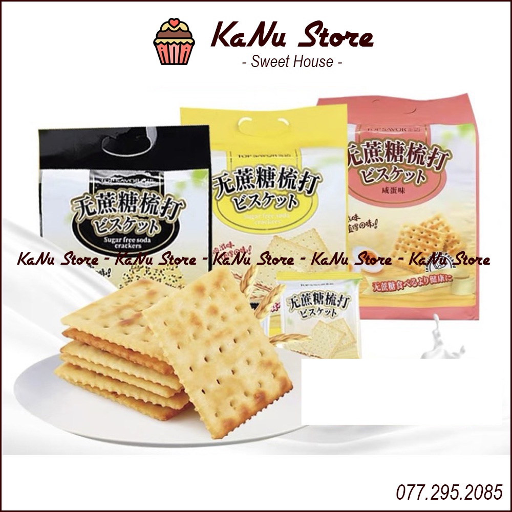 Bánh quy lạt không đường mè đen & sữa chua Top Savor Đài Loan 380g