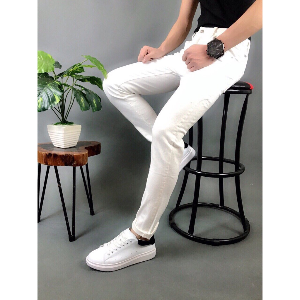 [Mã SKAMAP6 giảm 8% TỐI ĐA 50K đơn250K] Quần jean nam trơn và rách gối 2 màu cơ bản | BigBuy360 - bigbuy360.vn