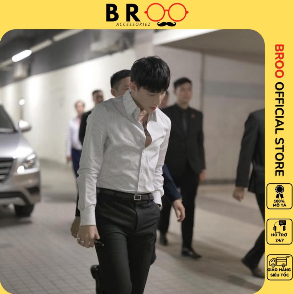 Thắt lưng dây nịt lưng BROO màu đen có lỗ bấm cho nam chất liệu da pu bản nhỏ 2.3cm !