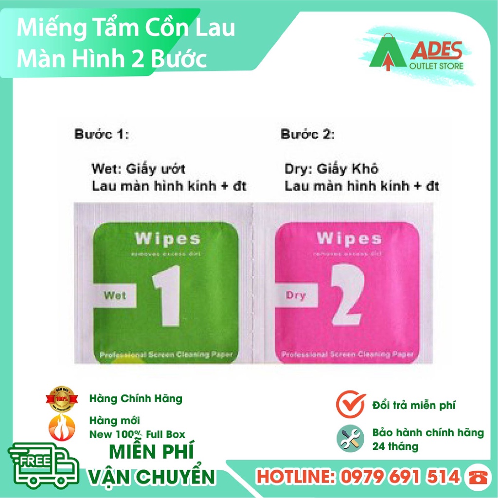 Giấy Lau Kính Cường Lực Màn Hình Điện Thoại 2 Bước, Chống Bụi Bẩn, Diệt Khuẩn