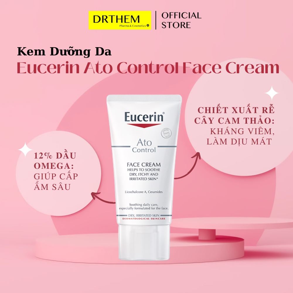 Kem Dưỡng Da Mặt Eucerin Ato Control Face Care Cream 50ml - Dưỡng Ẩm, Kem Và Sữa Dưỡng Da [LỌ THẤP]