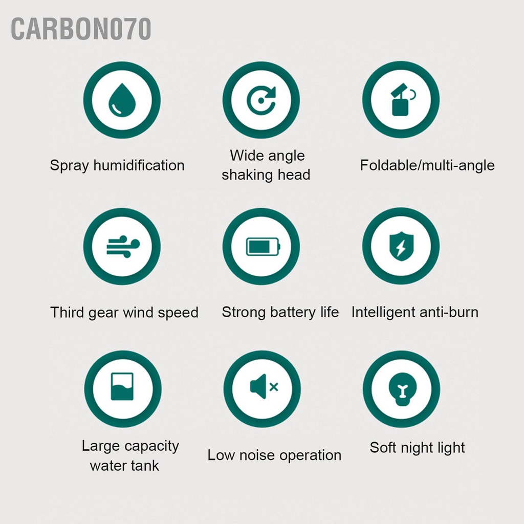 [Hàng HOT] Quạt Mini Phun Sương Để Bàn gió mát Có Thể Gập Lại Sạc USB Dung Tích 300ML【Carbon070】