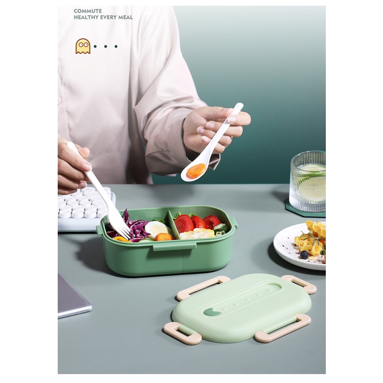 Only HOUSE Hộp Đựng Thức Ăn Trưa Đậu Nành Tươi Mát Nhỏ Bốn Mặt Bằng Nhựa PP Chống Rò Rỉ Dùng Được Trong Lò Vi Sóng