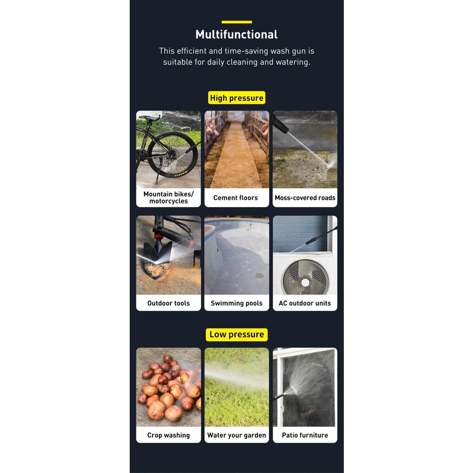 Máy xịt rửa xe tăng áp và máy nén Baseus F1 Car Pressure Washer US Tarnish