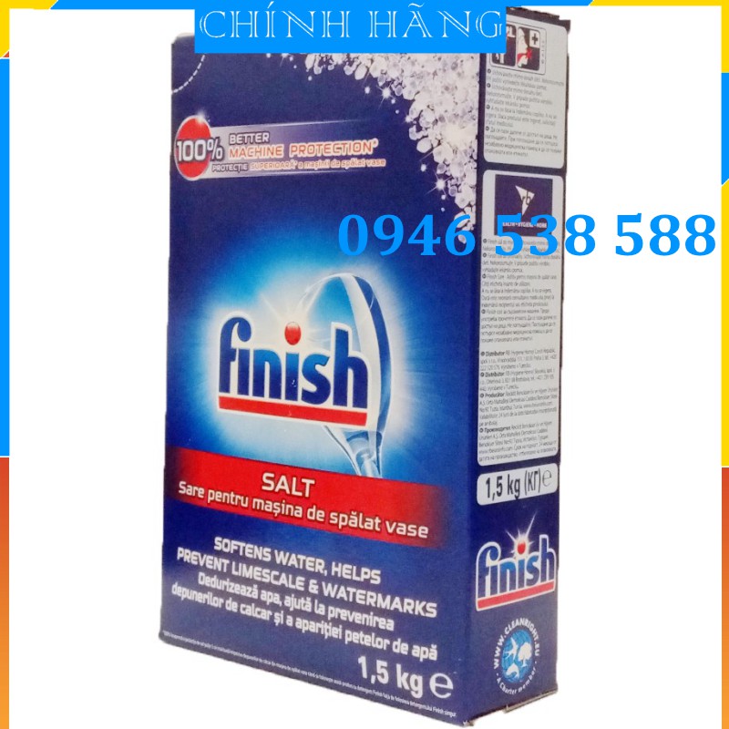 Muối rửa bát Finish 1.5kg - Muối finish làm mềm nước trong máy rửa bát chén ly