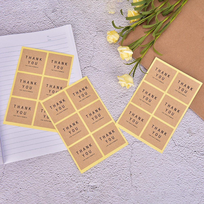 Bộ 60 Miếng Dán Trang Trí Bánh Chữ Thank You Bằng Giấy Kraft