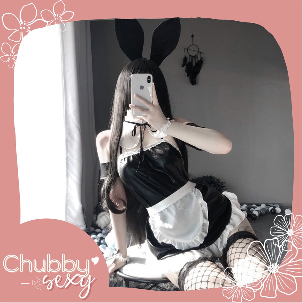 Cosplay Thỏ Rabbit - Đồ Lót Nữ Sexy - Siêu Phẩm Cosplay Hầu Gái Thỏ Rabbit Đen Trắng Cực Sexy - CPL15 - Chubby.Sexy