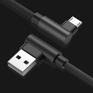 Micro USB Cable 90 Degree Elbow Nylon Braided Charging Adapter Cable For Android