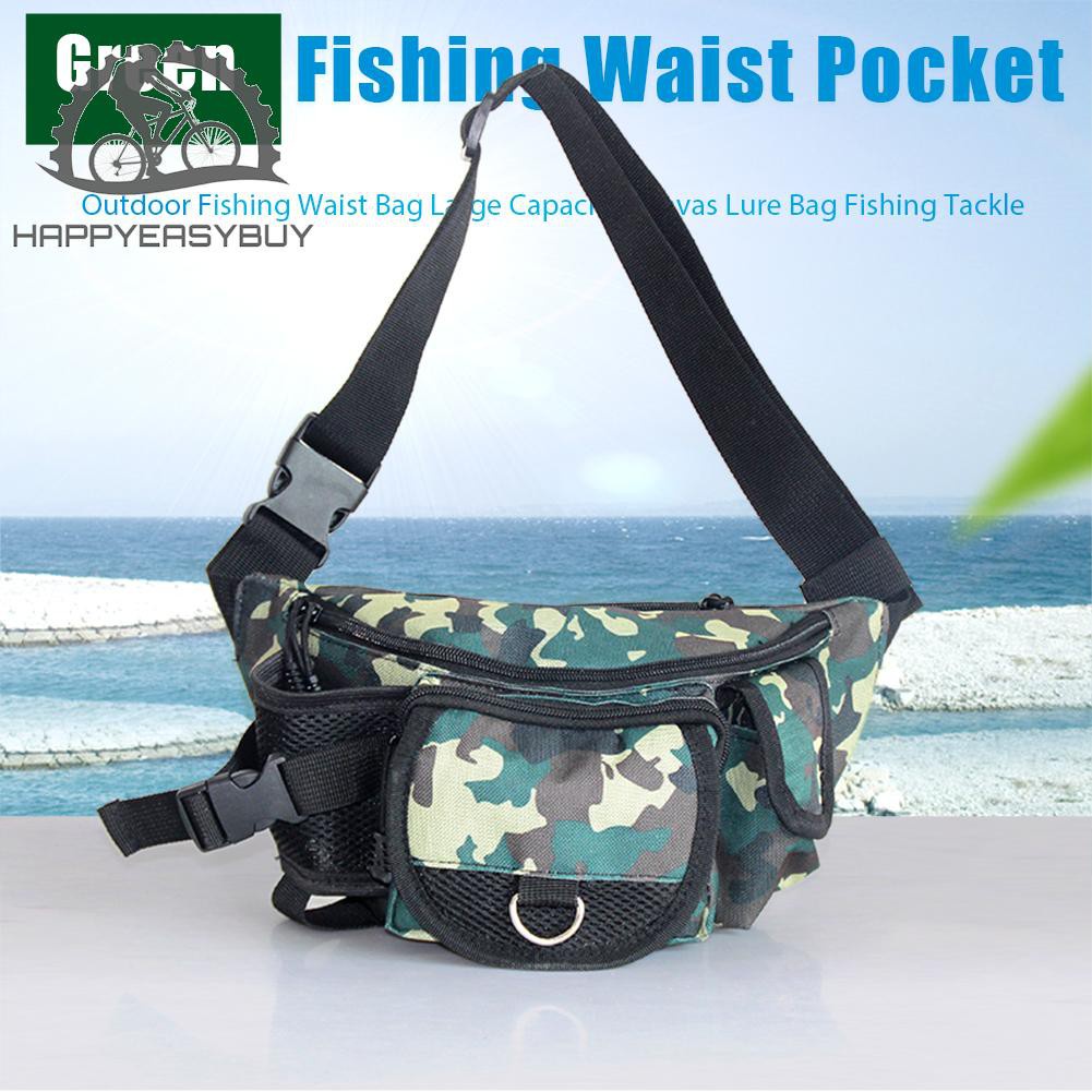 HAN❀Outdoor Fishing Waist Bag Large Capacity Canvas Lure Bag Fishing Tackle