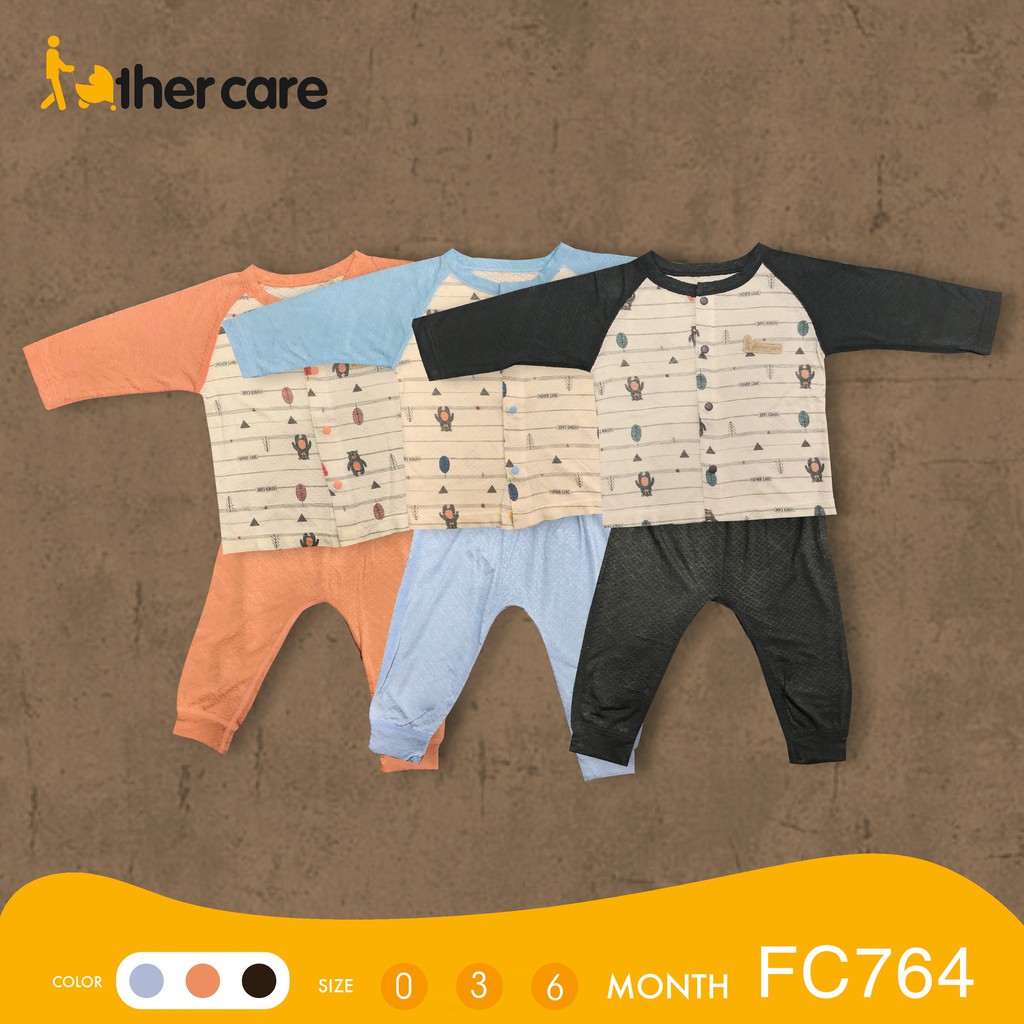 Bộ Quần Áo Trẻ em DT FatherCare Cài Giữa - Họa Tiết Gấu (Họa Tiết-Trơn) FC764