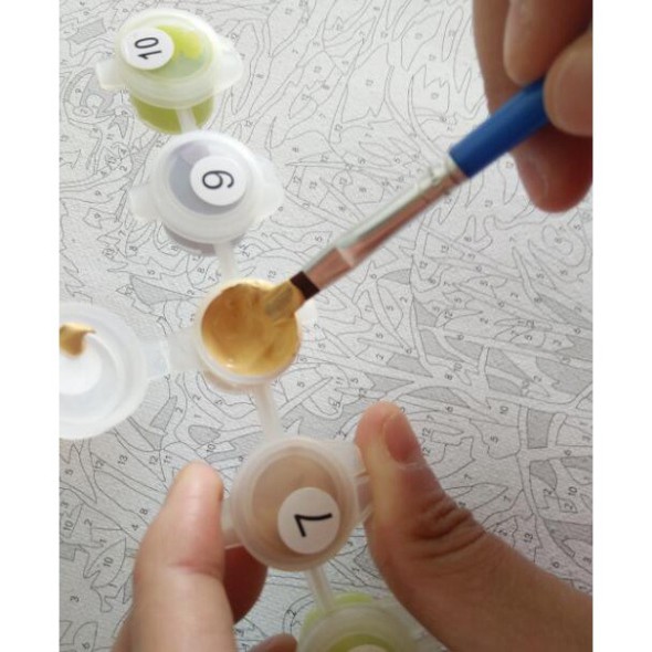 Tranh sơn dầu số hóa tự tô màu DIY hoa sen - Mã HL3050 Thanh cao (Chưa căng khung)