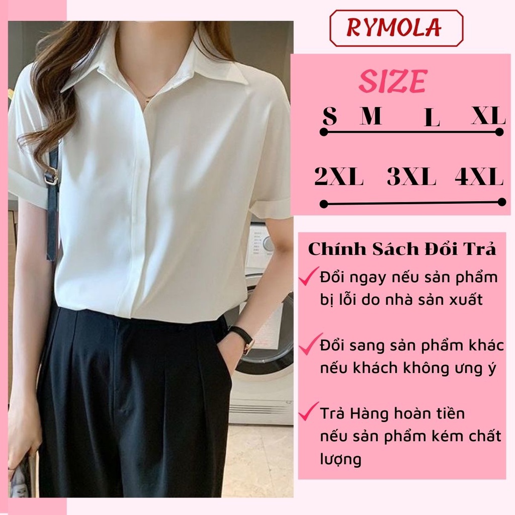 Áo Sơ Mi Trắng Nữ Tay Ngắn Rymola, SơMi Công Sở Cộc Tay, Somi Trắng Chất Vải Cotton Thoáng Mát Kiểu Dáng Hàn Quốc | BigBuy360 - bigbuy360.vn