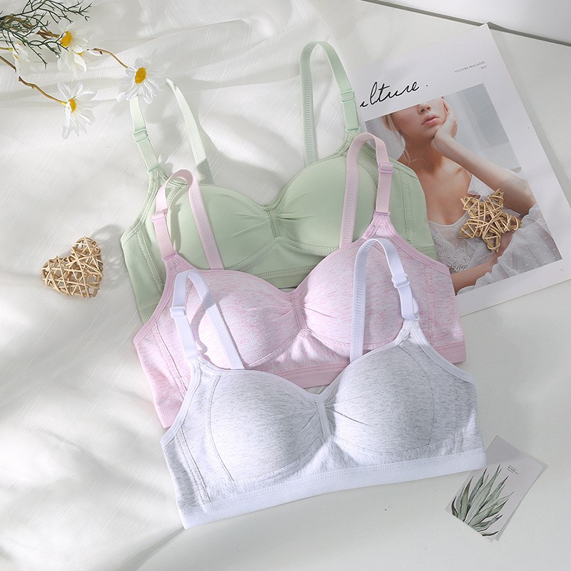 Áo Bra bralette áo ngực áo lót nữ cotton tinh khiết không gọng đệm mỏng màu Phấn nhẹ sinh phù hợp cho cả ngực nhỏ_AL56