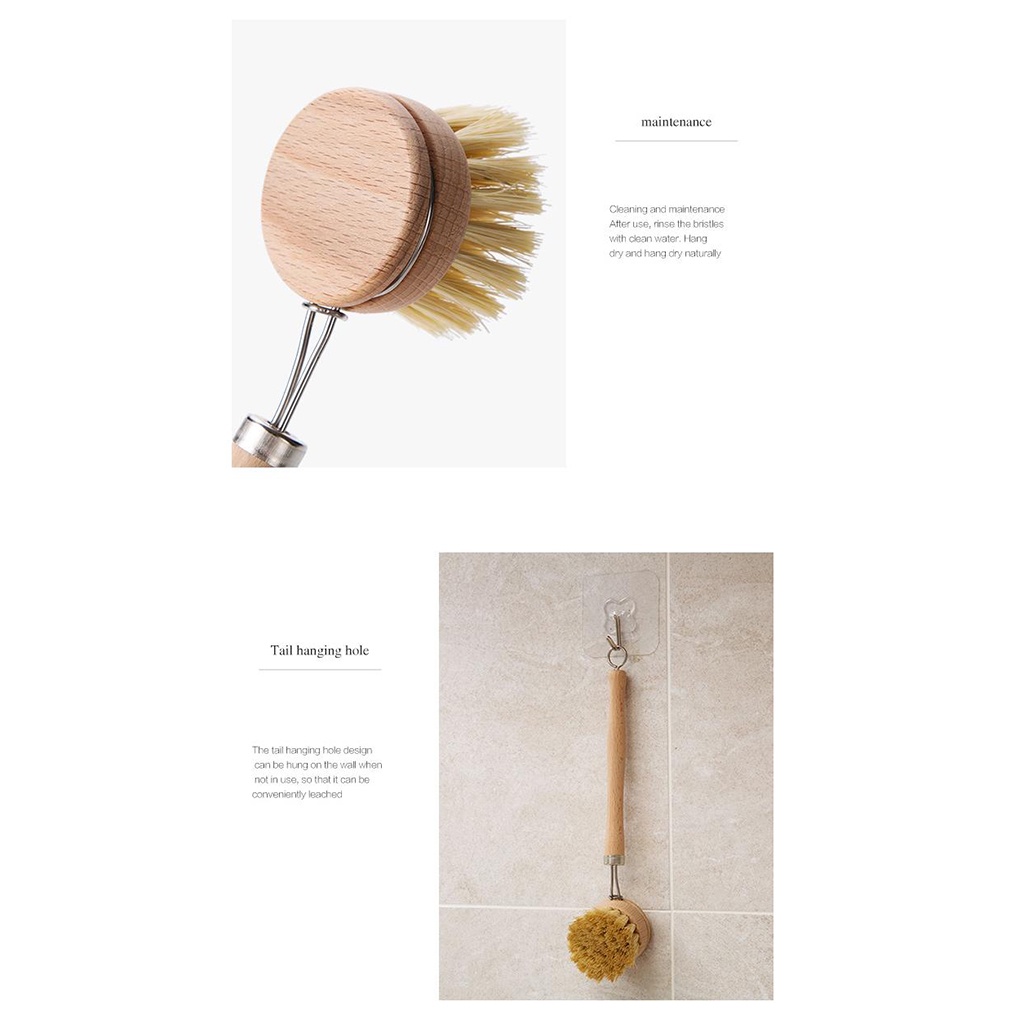 Bàn Chải Nylon Lông Tự Nhiên Cán Gỗ Cho Nhà Bếp