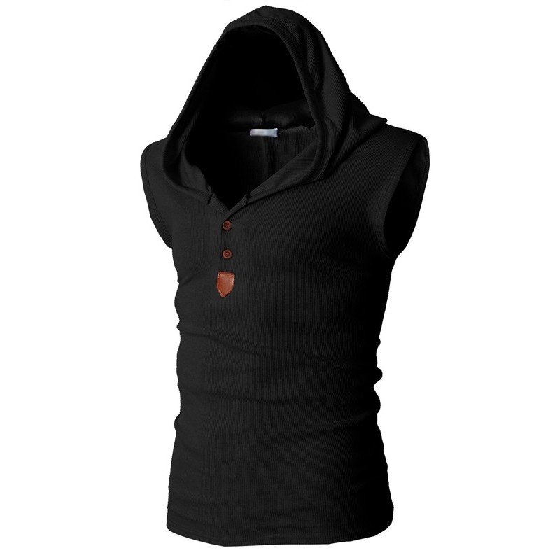 Áo ba lỗ có mũ kiểu body nam - Áo ba lỗ hoodie body nam