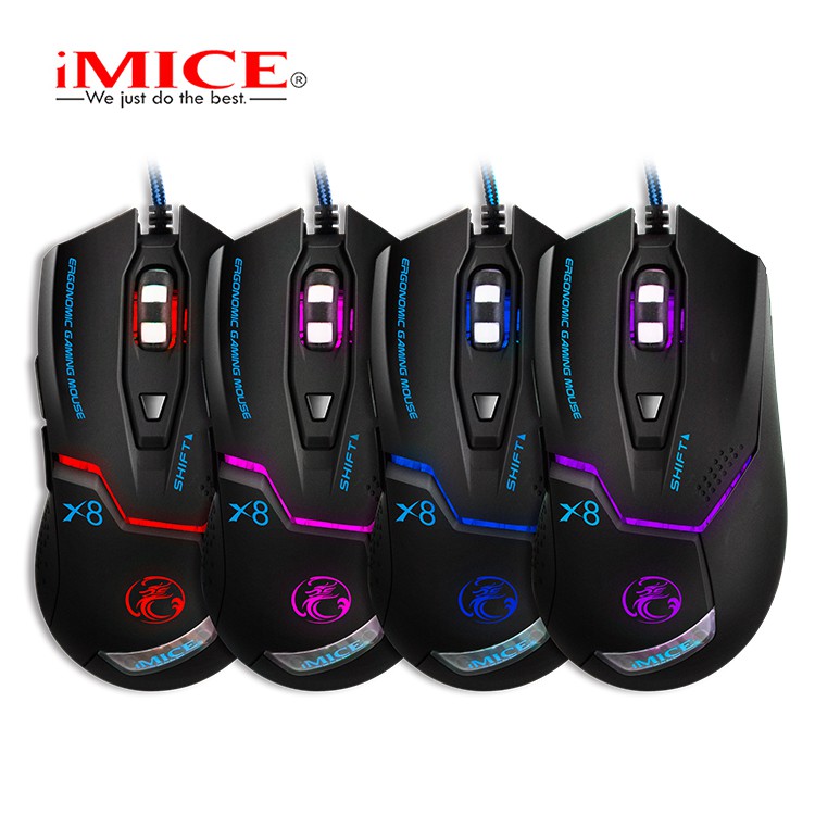 CHUỘT CÓ DÂY GAMING IMICE X8 DÂY DÙ - LED 7 MÀU