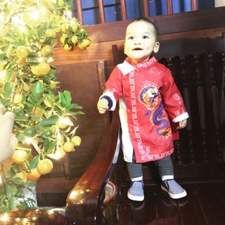 Áo bé trai thanh lý gấm cách tân