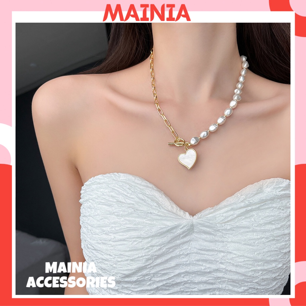 Dây Chuyền Hợp Kim Hàn Quốc Mặt Trái Tim Siêu Xinh Xắn Dễ Thương Mainia Shop