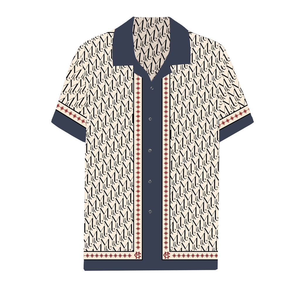 Áo sơ mi nam MIKENCO Monogram Line Blue Shirt
