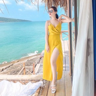 ⚡️Đầm maxi 2 dây hở lưng xẻ chân