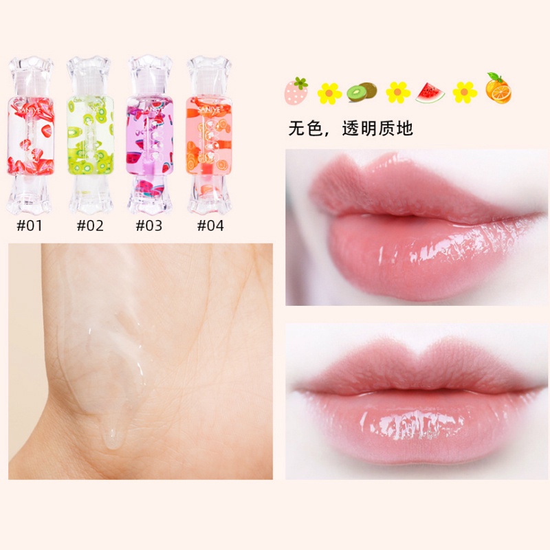 [Hàng mới về] Dầu dưỡng môi trong suốt SANIYE dưỡng ẩm hương trái cây thiết kế vỏ hình viên kẹo
