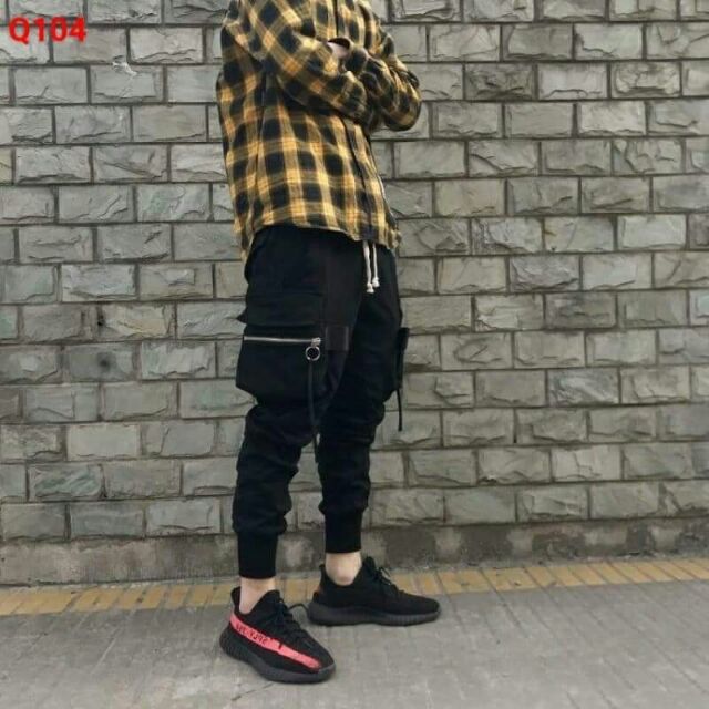 QUẦN JOGGER KAKI TÚI HộP NAM NỮ PHỐI KHÓA - Ảnh thật