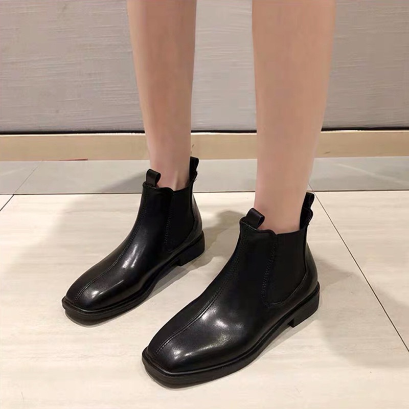 Giày bốt da màu trơn thời trang cho nữ