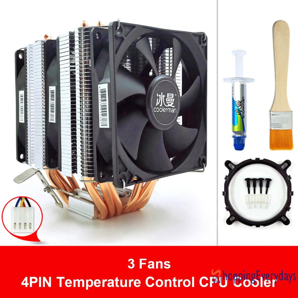 Quạt Tản Nhiệt Làm Mát Cpu 6 Ống 4 Pin Pwm Yên Tĩnh