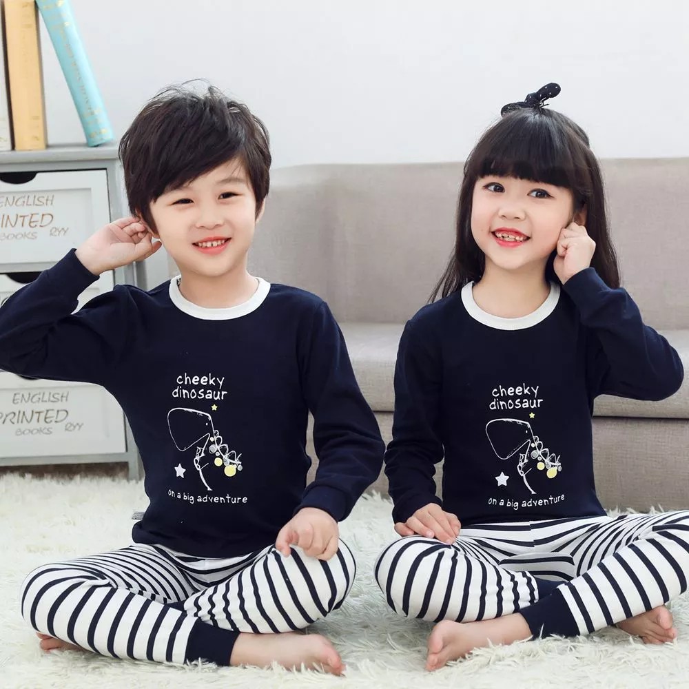 3-16T Girl Cotton Homewear Clothes 2pcs Sleepwear Kids Boys Cartoon Print Pajamas Big Size