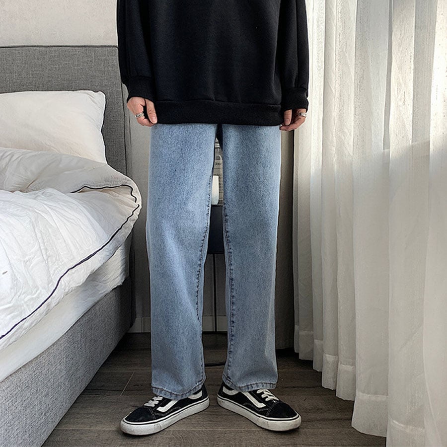 Quần jean nam nữ ống rộng ống suông Mellow, quần bò nam nữ suông ống rộng Baggy,dáng đứng vải jeans bò xanh fomt suông