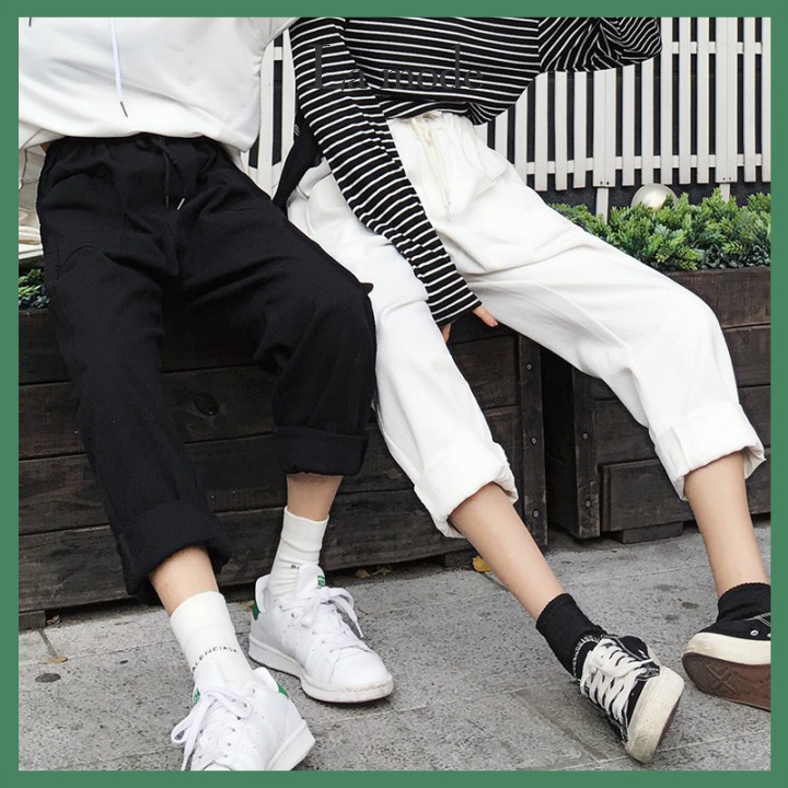 Quần Baggy Kaki Basic Form Cho Nữ Có Túi Trước Dây Rút Freesize - La mode