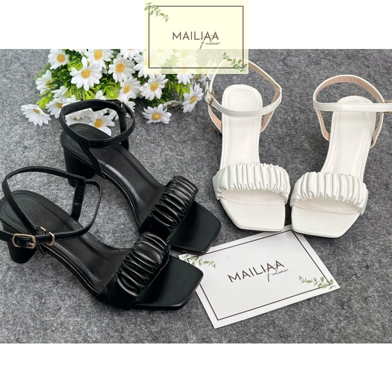 Sandal gót trụ 7 phân MAILIAA quai nhúng siêu mềm