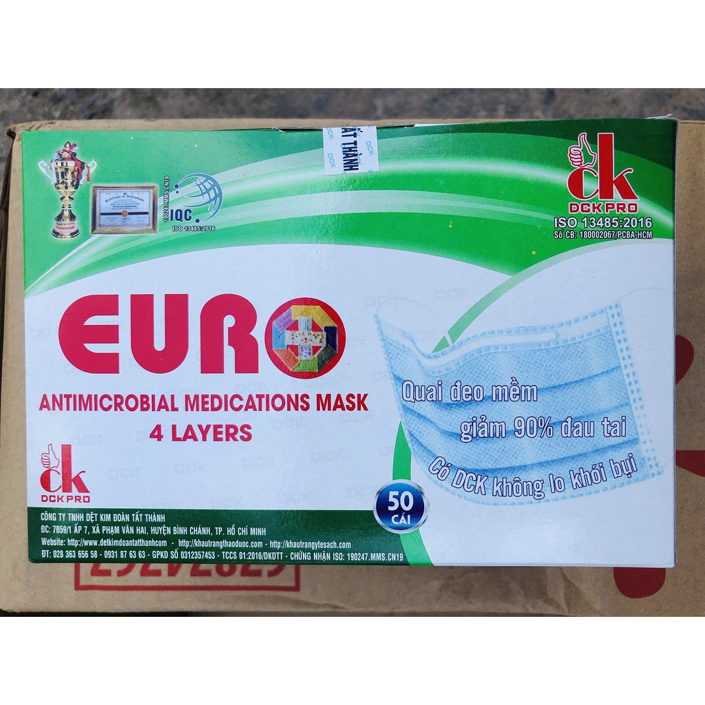 50 cái 1 hộp Khẩu trang y tế Khán An/ Euro 4 lớp giấy Kháng khuẩn