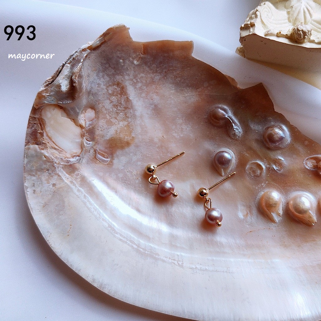 Khyên tai cap cấp mạ bạc 925 ngọc trắng hồng xinh xắn