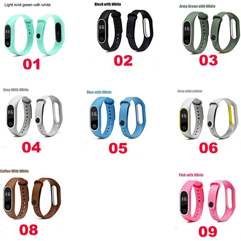 Dây Đeo Đồng Hồ Từ Chất Liệu Silicon Màu Trơn Cho Xiaomi Mi Band 2